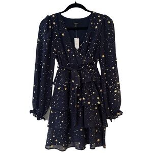 NWT Aqua for Bloomingdale’s Starry Night Wrap Dress - size L